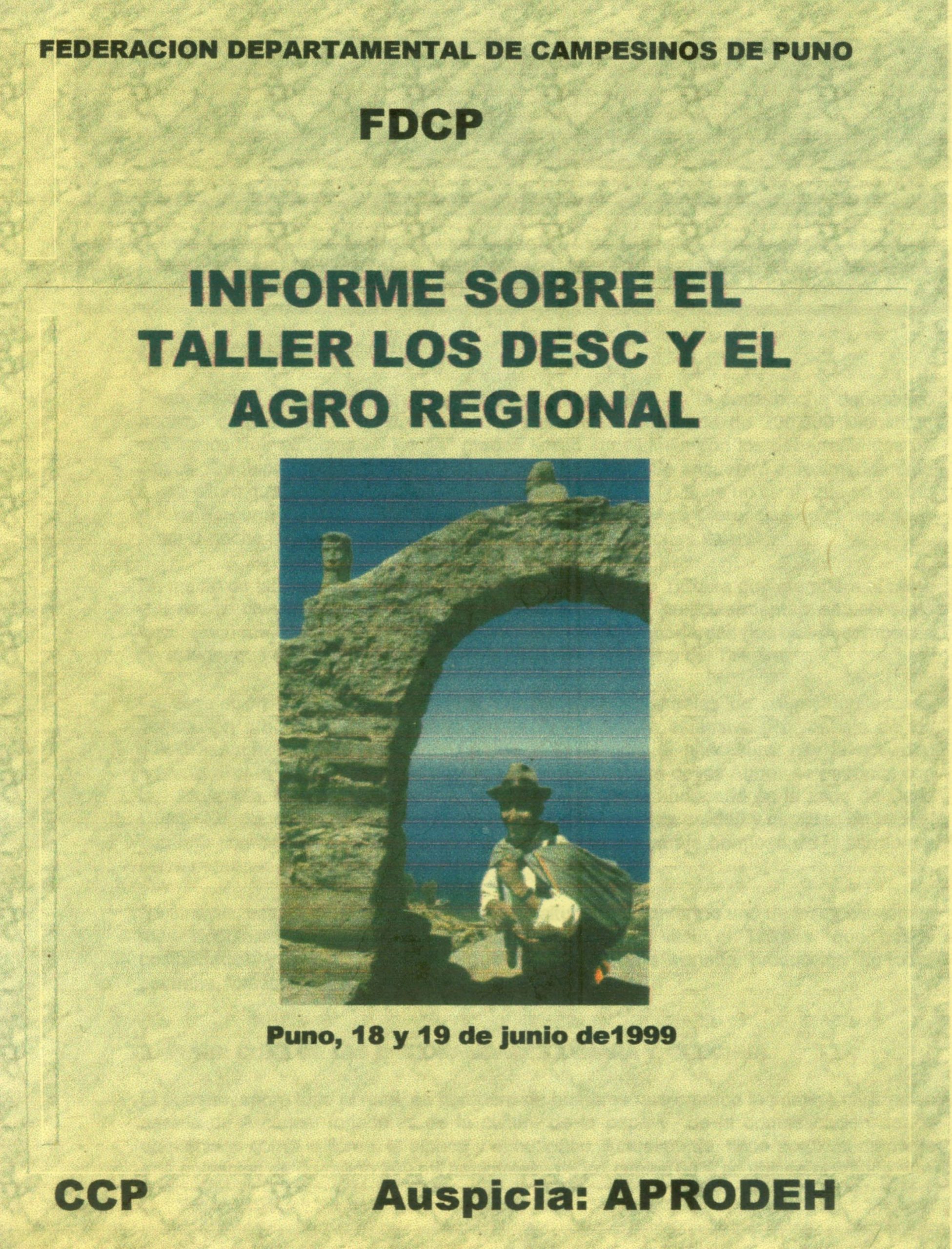 Portada de Informe taller DESC y Agro