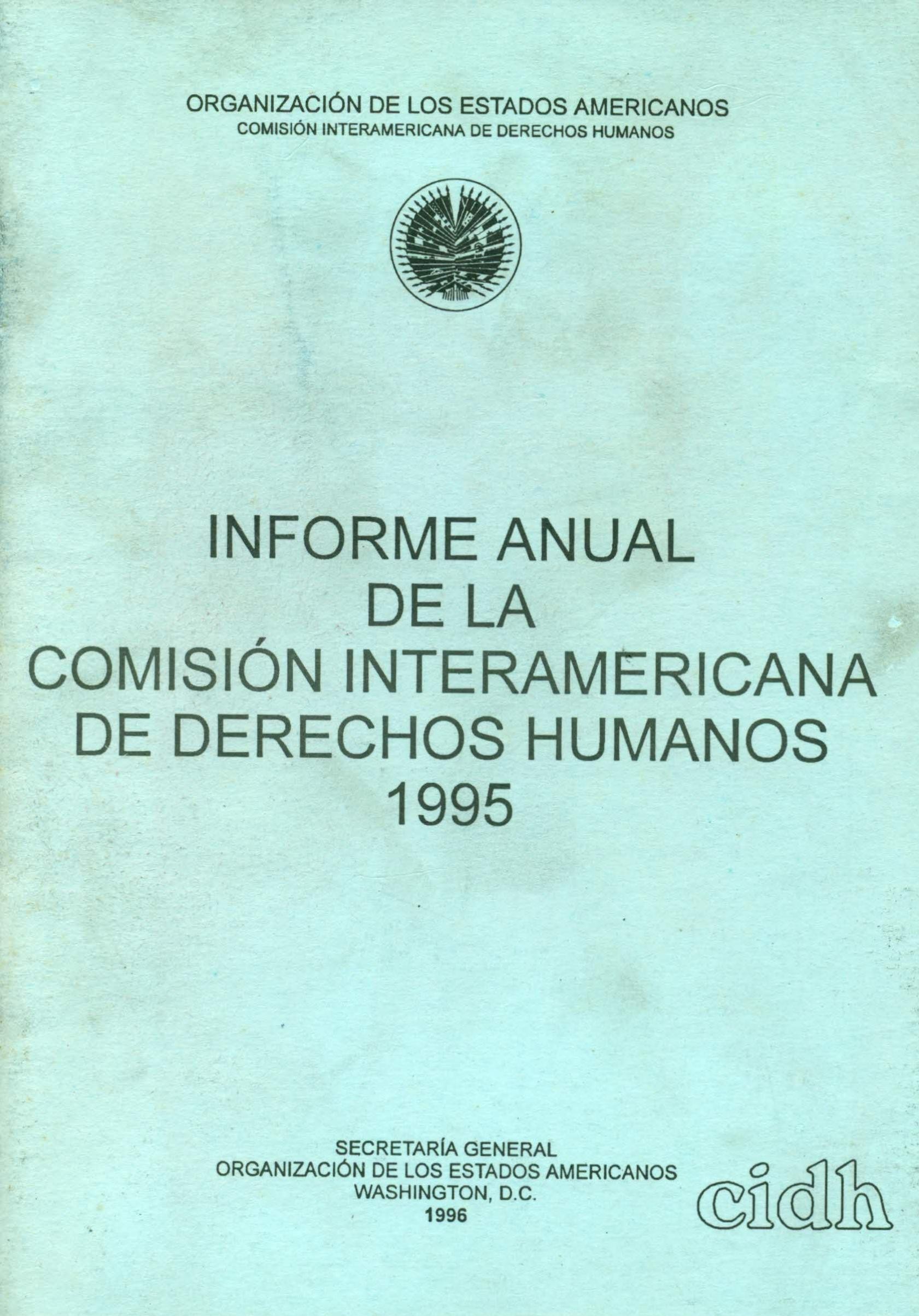 Portada de Informe anual CIDH 1995